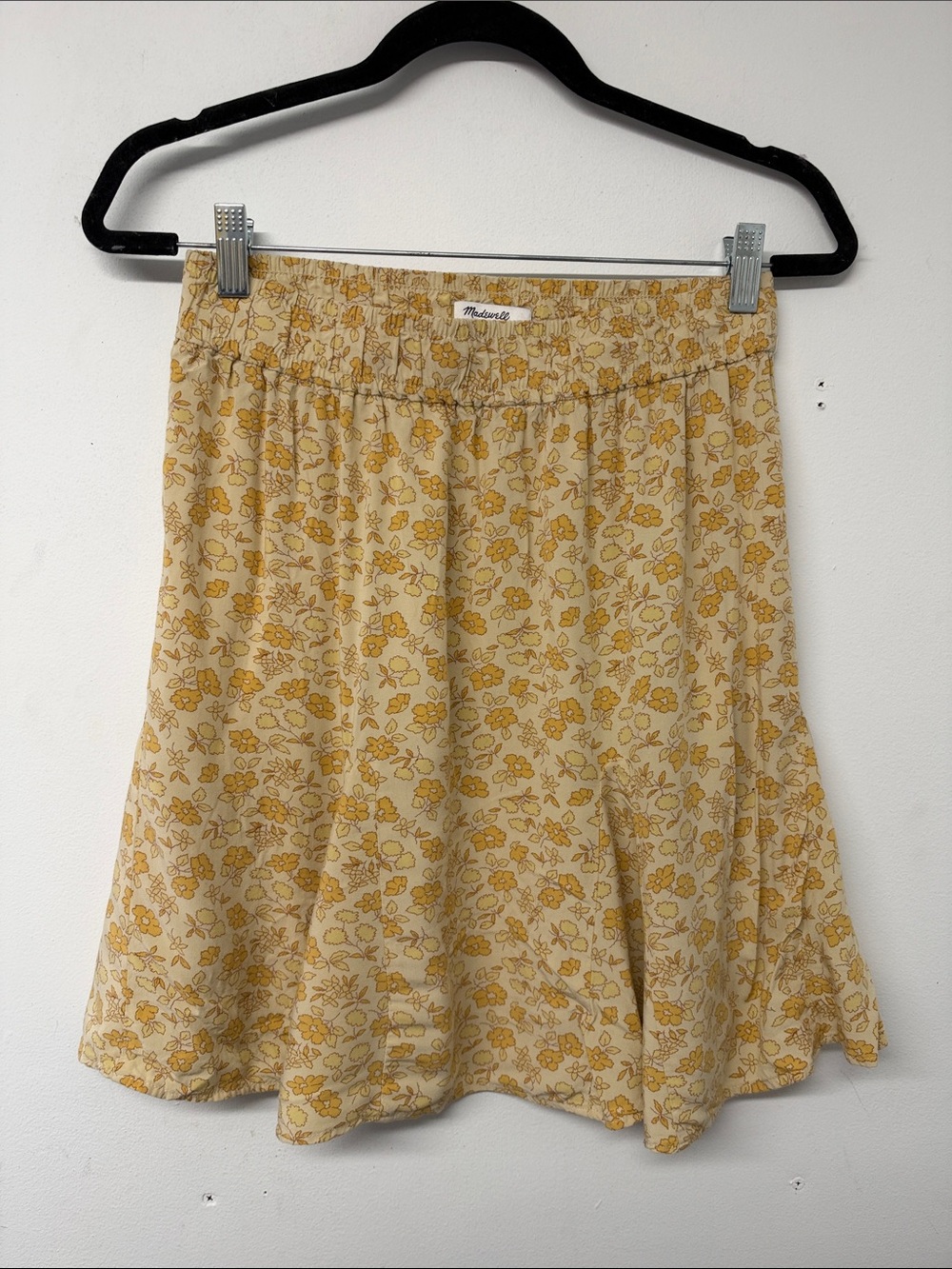 Madewell Cream and Yellow Floral Skater Skirt